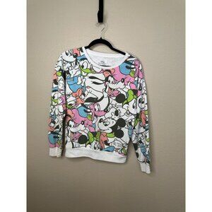 Disney Mickey Mouse Sweatshirt M Crew Neck Long Sleeve Cotton/Polyester Blend